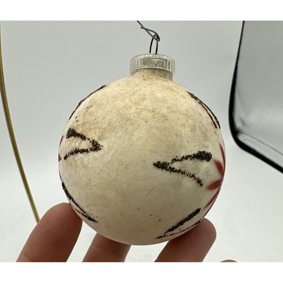 Vintage Red Star Flower Ornament Glass Plastic Cap Christmas Bulb West Germany - Picture 4 of 9